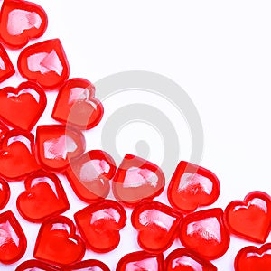 Red Hearts isolated on white background with space for the text.