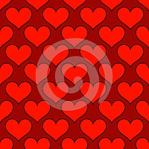 Red hearts love seamless background pattern, Valentine day