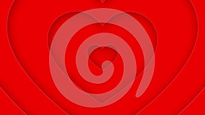 Red hearts move from center. 4k seamless looped animated background.