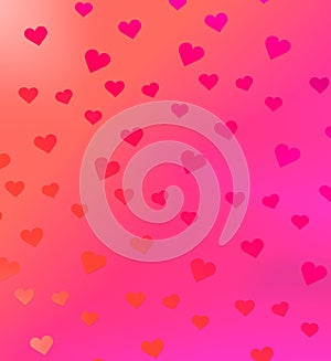 red hearts pattern on colorful background, like likes, love