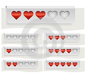 Red hearts rating status bar