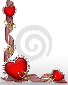 Red Hearts and Ribbons Border Valentine