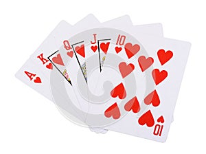 Red hearts royal straight flush poker