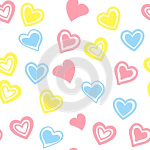 Red hearts seamless pattern. Vector illustration