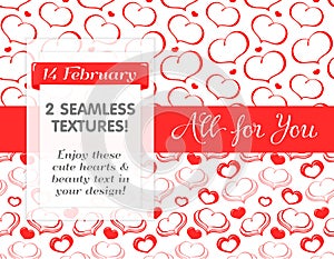 Red hearts in Seamless patterns