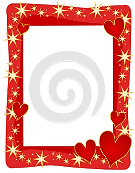 Red Hearts Stars Frame or Border