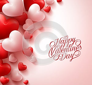 Red Hearts and Sweet Happy Valentines Day Title Text in White