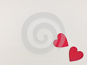 Red Hearts symbol on creative white Represent gentle true love romance relationship on anniversary valentine day.