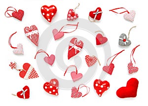 Red hearts white background Valentines day