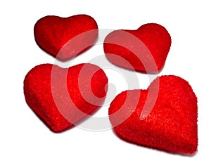 Red hearts on white paper. Postcard for valentine\'s day. Happy valentine\'s day greetings. Romantic background. heart