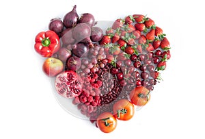 Red heartshape fruits and vegetables