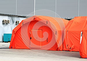 Red heat insulation tents of the field mobile hospital