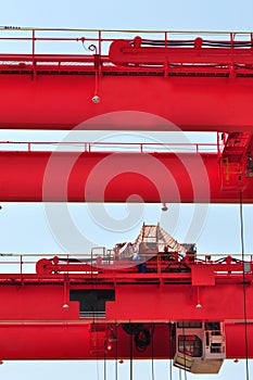 Red heavy load crane