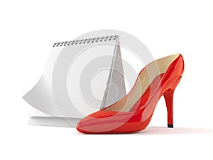 Red heel with blank calendar