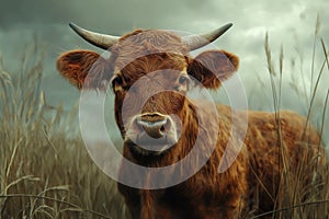 Red heifer from the Bible. Generative AI.