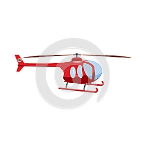 Red helicopter icon, cartoon style