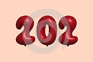 Red Helium Balloon 3D Number 202