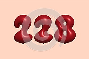 Red Helium Balloon 3D Number 228