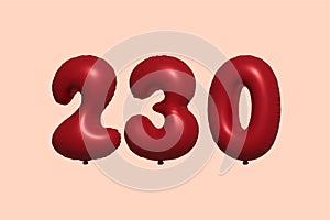 Red Helium Balloon 3D Number 230