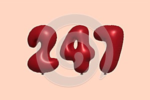 Red Helium Balloon 3D Number 247