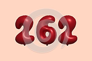 Red Helium Balloon 3D Number 262