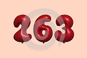 Red Helium Balloon 3D Number 263