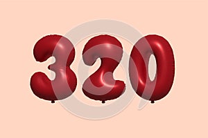 Red Helium Balloon 3D Number 320