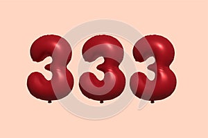 Red Helium Balloon 3D Number 333