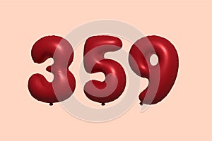 Red Helium Balloon 3D Number 359