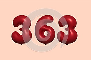 Red Helium Balloon 3D Number 369