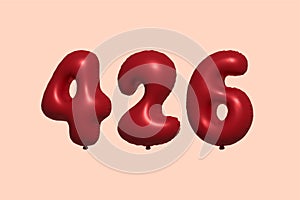 Red Helium Balloon 3D Number 426