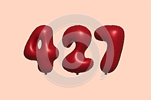 Red Helium Balloon 3D Number 427