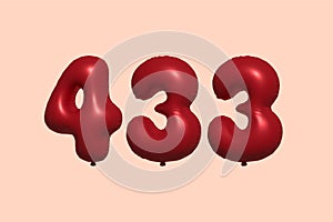 Red Helium Balloon 3D Number 433