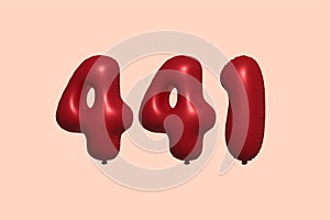 Red Helium Balloon 3D Number 441