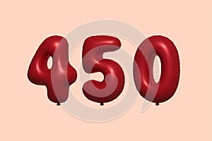 Red Helium Balloon 3D Number 450