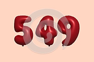 Red Helium Balloon 3D Number 549