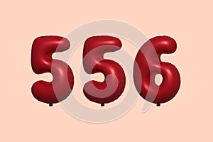 Red Helium Balloon 3D Number 556