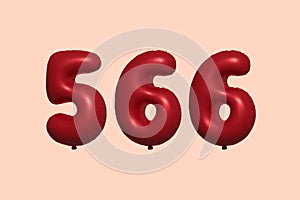 Red Helium Balloon 3D Number 566