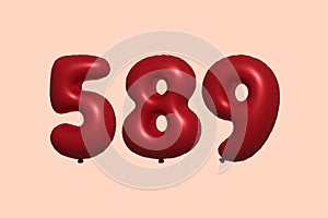 Red Helium Balloon 3D Number 589