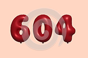 Red Helium Balloon 3D Number 604