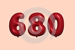 Red Helium Balloon 3D Number 680