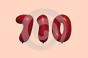 Red Helium Balloon 3D Number 710