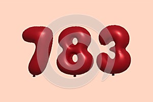 Red Helium Balloon 3D Number 783