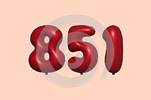 Red Helium Balloon 3D Number 851