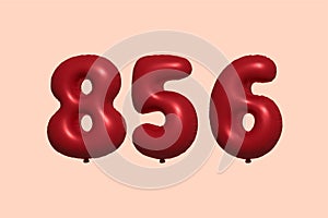 Red Helium Balloon 3D Number 856