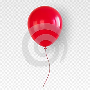 Red helium balloon. Birthday baloon flying for party.