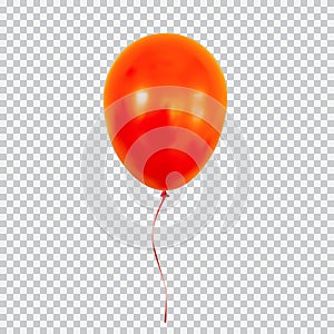 Red helium balloon isolated on transparent background.