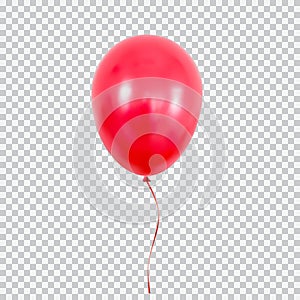 Red helium balloon on transparent background.