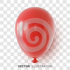 Red helium balloon on a transparent background. Design element for a holiday, festival, carnival or birthday party