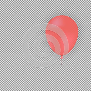 Red helium balloon on transparent background. Vector